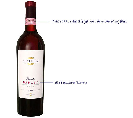 Le vin DOC Araldica Barolo.