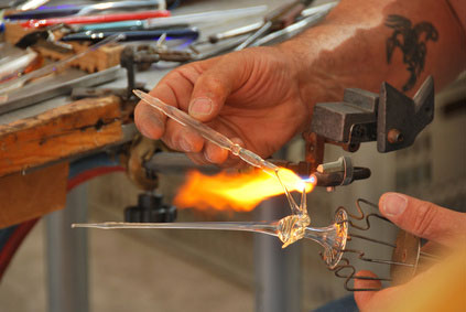 Murano-Glasbläser Ein Glasbläser bei der Arbeit