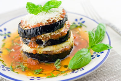 Aubergine au parmesan et mozzarella