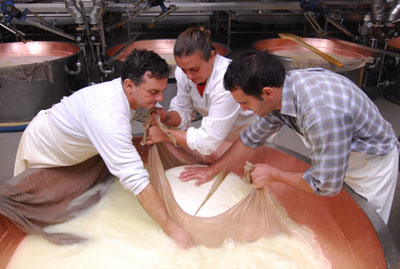 De bons bras sont nécessaires pour la fabrication du Parmesan