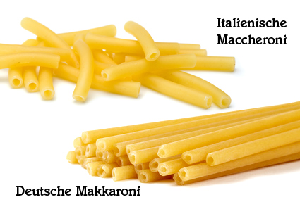 Comparaison entre les Maccheroni italiens et les Makkaroni allemands