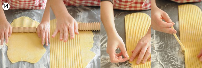 Couper les Tagliatelles avec le rouleau à rainures