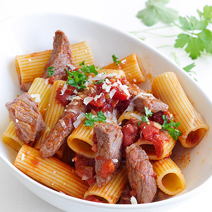 Rigatoni-mit-Rinderfilet