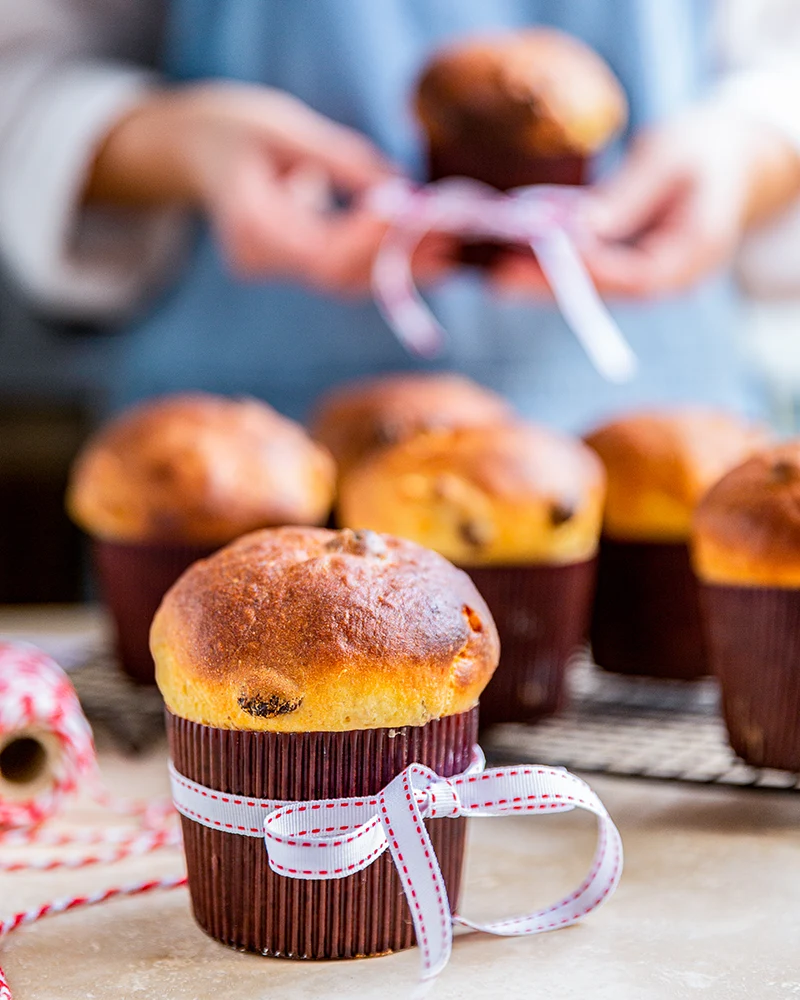 Mini-Panettone mit kandierten Früchten – Panettone ausgepackt mit Verpackung