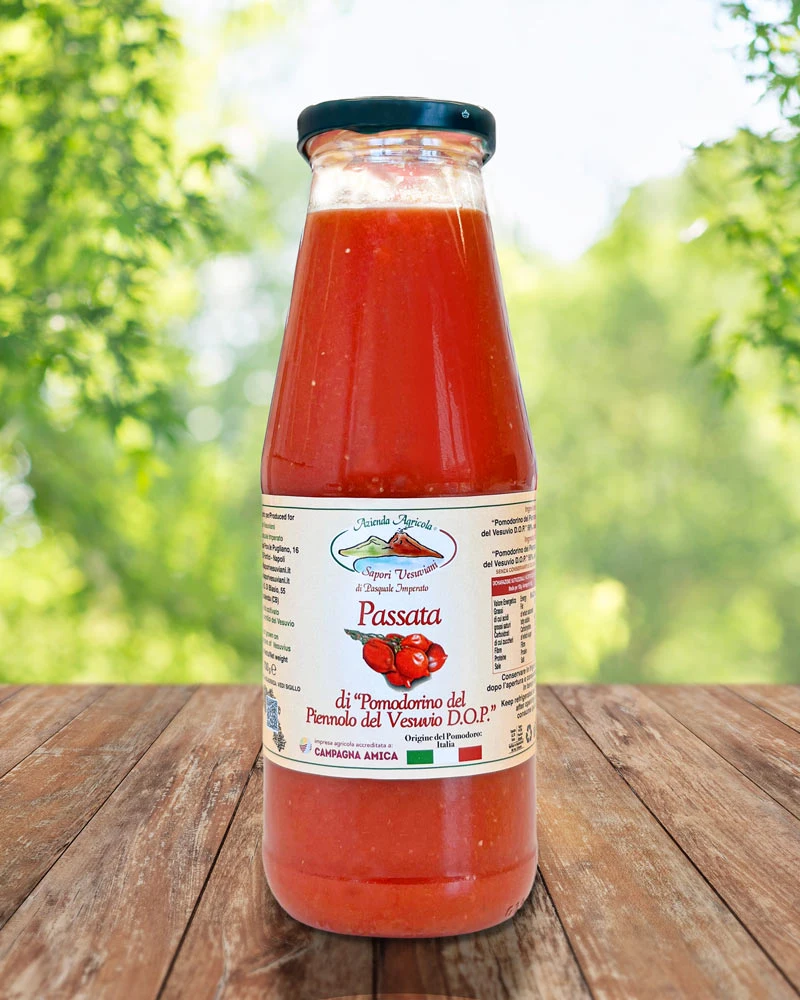 Piennolo Pomodorini Passata Sapori Vesuviani Campanie Passierte Tomaten -  Piennolo DOP – ansprechend in Szene gesetzt