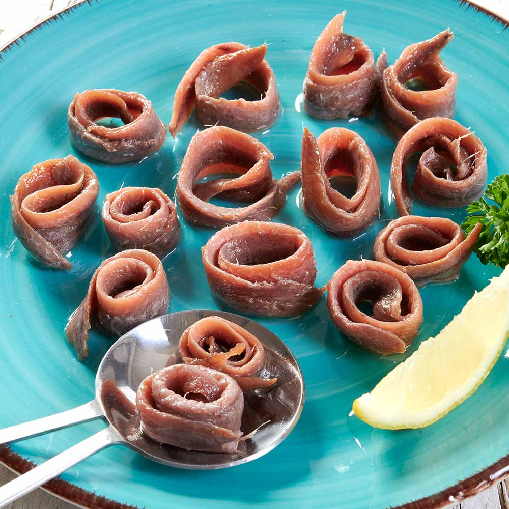 Gros filets d'anchois à l'huile d'olive