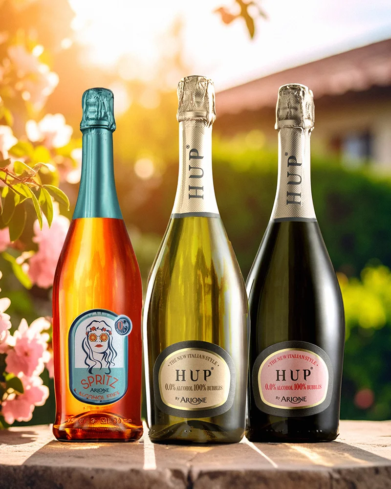 Enoteca - boissons sans alcool, lot économique de 3 Arione alkoholfreie Prickler - 3er Probierset – ansprechend in Szene gesetzt