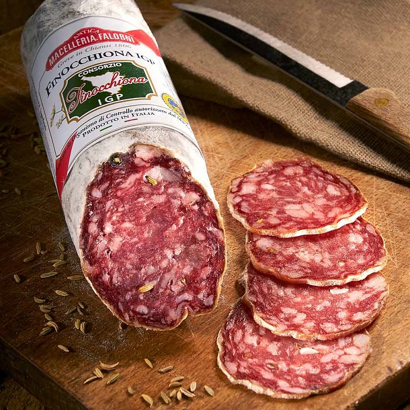 Finocchiona (salami au fenouil) de chez Falorni (boucher depuis 1806) Gustini Épicerie fine