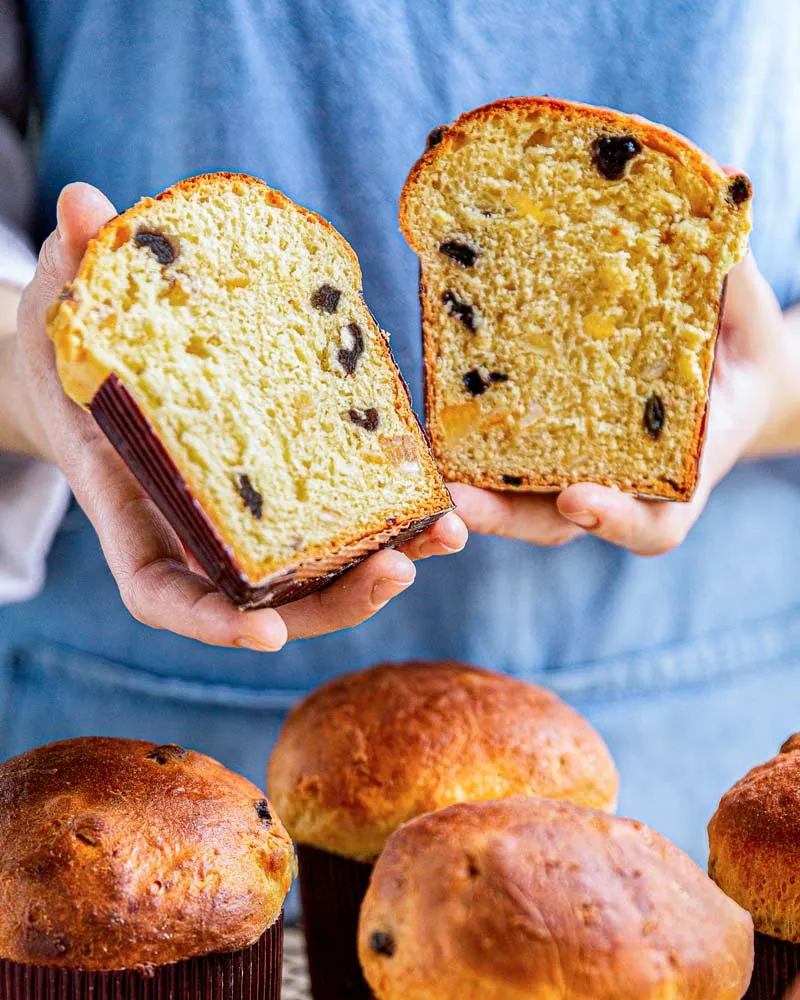 Mini Panettone au chocolat et à la poire Mini-Panettone Schokolade Birne – ansprechend in Szene gesetzt