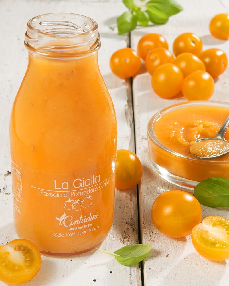 Passata de tomates jaunes Passata aus gelben Tomaten