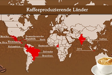 Carte des régions de culture du café - miniature
